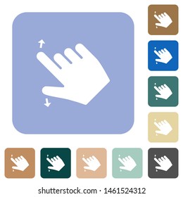 Right handed pinch open gesture white flat icons on color rounded square backgrounds