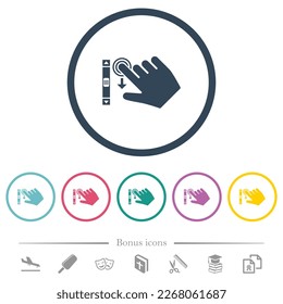 Desplazamiento hacia abajo con la mano derecha de los iconos de color plano en contornos redondos. 6 iconos de bonificación incluidos.