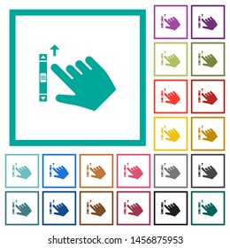 Right handed scroll up gesture flat color icons with quadrant frames on white background