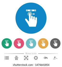 right handed scroll right gesture flat white icons on round color backgrounds. 6 bonus icons included.