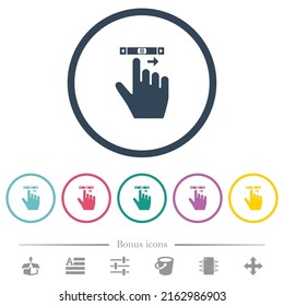 right handed scroll right gesture flat color icons in round outlines. 6 bonus icons included.
