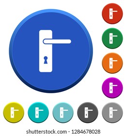 Right handed simple door handle round color beveled buttons with smooth surfaces and flat white icons