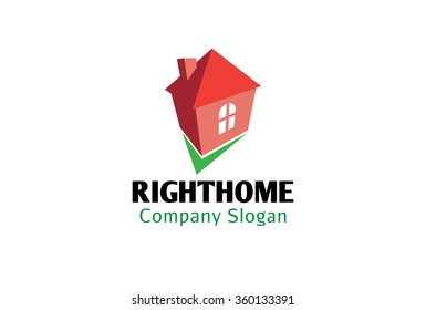 Right Home check vector Logo Design Illustration 