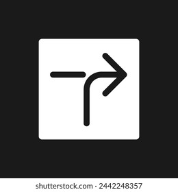 Right horizontal alignment sign dark mode glyph ui icon. Finding route. User interface design. White silhouette symbol on black space. Solid pictogram for web, mobile. Vector isolated illustration