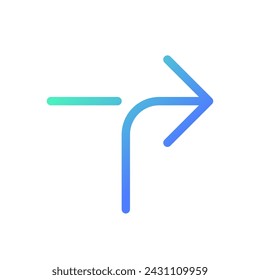 Right horizontal alignment sign pixel perfect gradient linear ui icon. Road arrow. Finding route. Line color user interface symbol. Modern style pictogram. Vector isolated outline illustration