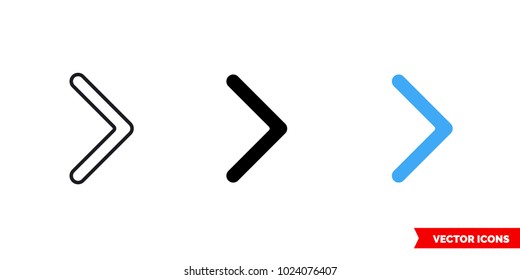 Right icon of 3 types: color, black and white, outline. Isolated vector sign symbol.