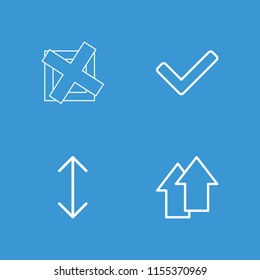 Right icon. collection of 4 right filled and outline icons such as arrow up, arrow, tick. editable right icons for web and mobile.