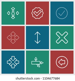 Right icon. collection of 9 right outline icons such as arrow left, man move, tick, move, arrow. editable right icons for web and mobile.