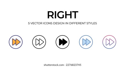 right Icon Design in Five style with Editable Stroke. Line, Solid, Flat Line, Duo Tone Color, and Color Gradient Line. Suitable for Web Page, Mobile App, UI, UX and GUI design.