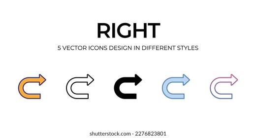diseño de iconos derecho en estilo Cinco con barra editable. Línea, Sólido, Línea plana, Color de tono Duo y Línea de degradado de color. Adecuado para diseño de páginas Web, aplicaciones móviles, UI, UX y GUI.