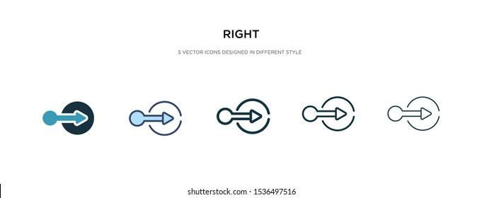 right icon in different style vector illustration. two colored and black right vector icons designed in filled, outline, line and stroke style can be used for web, mobile, ui