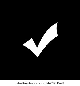 Right Icon On Black Background. Black Flat Style Vector Illustration.