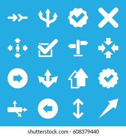 Right icons set. set of 16 right filled icons such as arrow left, arrow right, man move, tick, cross, direction