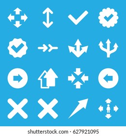 Right icons set. set of 16 right filled icons such as arrow left, arrow right, man move, cross, tick
