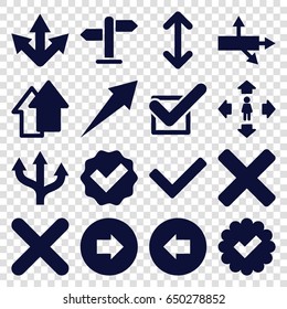 Right icons set. set of 16 right filled icons such as arrow left, arrow right, man move, tick, cross