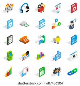 Right icons set. Isometric set of 25 right vector icons for web isolated on white background
