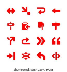 right icons set with left quote, turning to right and clipboard with left arrow vector set