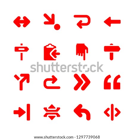 right icons set with left quote, turning to right and clipboard with left arrow vector set