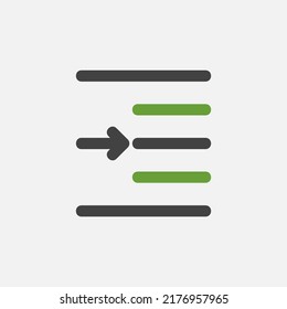 Right indent icon in flat style about text editor, use for website mobile app presentation