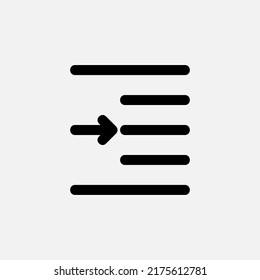 Right indent icon in line style about text editor, use for website mobile app presentation