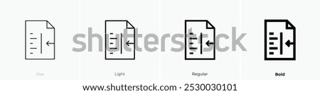 right indentation icon. Thin, Light Regular And Bold style design isolated on white background