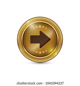 Right Key Circular Vector Gold Web Icon