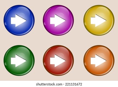 right key colorful web icon set button vector