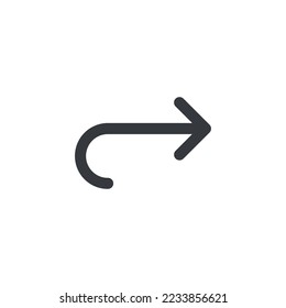 Right key icon vector. Right Arrow icon vector isolated on white background