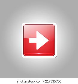Right Key Square Vector Red Web Icon Button