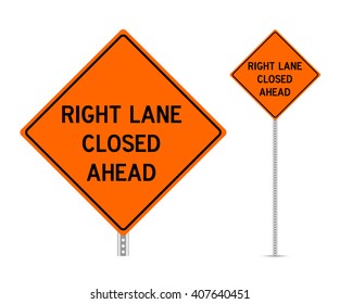 Right Lane Closed Ahead Traffic Sign Vector 