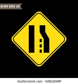 Right lane ends sign.Vector illustration