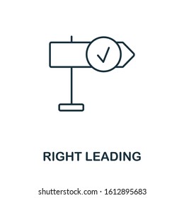 Right Leading icon. Line style symbol from productivity icon collection. Right Leading creative element for logo, infographic, ux and ui