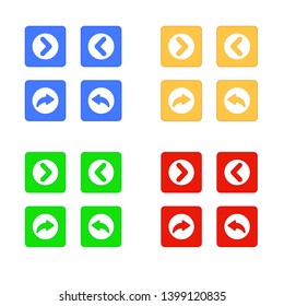 
right left arrow buttons set of different colors blue yellow green red