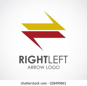 Right and left arrow of direction abstract vector and logo design or template office business icon of company identity symbol concept