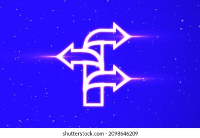 Right and left arrow direction signage neon private collection. Download a unique super bright neon creative signpost vector. Light burst. Design element linear neon icon. Great ad banner every night.