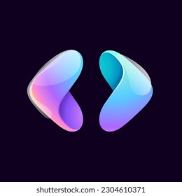 Right and left arrow logo. Yin yang emblem. Tech colorful lilac gradient icon. Vector element for your Finance app, vibrant game branding, Stock market identity, business t-shirts, globe blockchain.