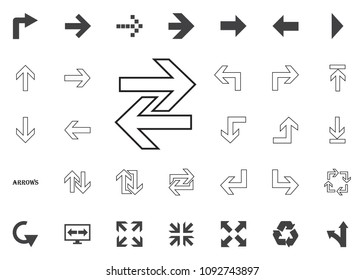 Right and left arrows icon. Arrow vector illustration icons set
