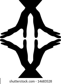 right and left arrows made from hands