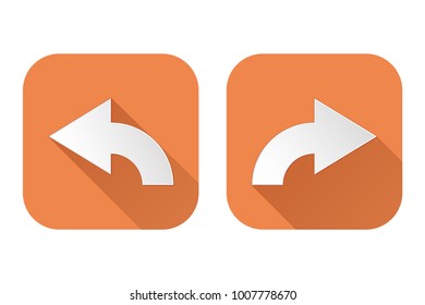 Right and left arrows. Square orange signs. Vector illustration isolated o white background