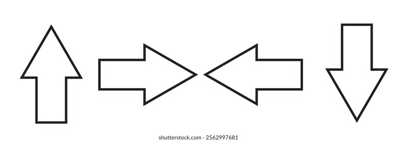 Right Left Back Straight Bold arrow sign collection, set of Red black and White arrows icons, isolated on white background.