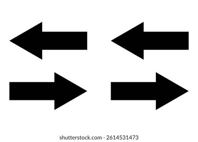Right Left Back Straight Bold arrow sign collection, set of Red black and White arrows icons, isolated on white background.