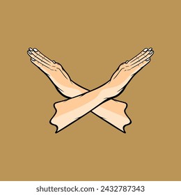right and left hand crossing vector illustration