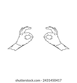 right and left hand gesture symbols approve, match, black and white fit vector illustration