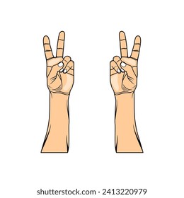 RIGHT AND LEFT HAND PEACE SIGN VECTOR ILLUSTRATION, TANGAN KANAN DAN KIRI TANDA DAMAI VECTOR