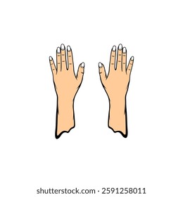 right and left hands with long nails looking up vector illustration