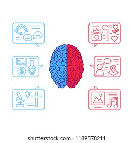 Right and left hemispheres of a brain, vector illustration