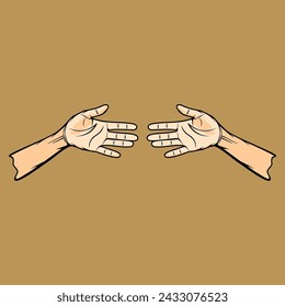 right and left inner open palms face to face vector illustration