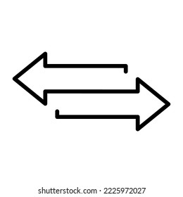 Right and left linear arrows. Vector arrows set. Black outline arrows. Vector illustration.