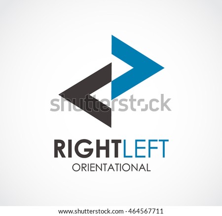Right left of orientation logo design vector template and abstract triangle arrow business symbol of company identity Logotype concept icon.