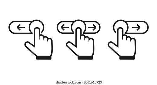 Right, Left Phone Swipe Gestures. Slider Hand, Finger Push Button. Illustration Vector